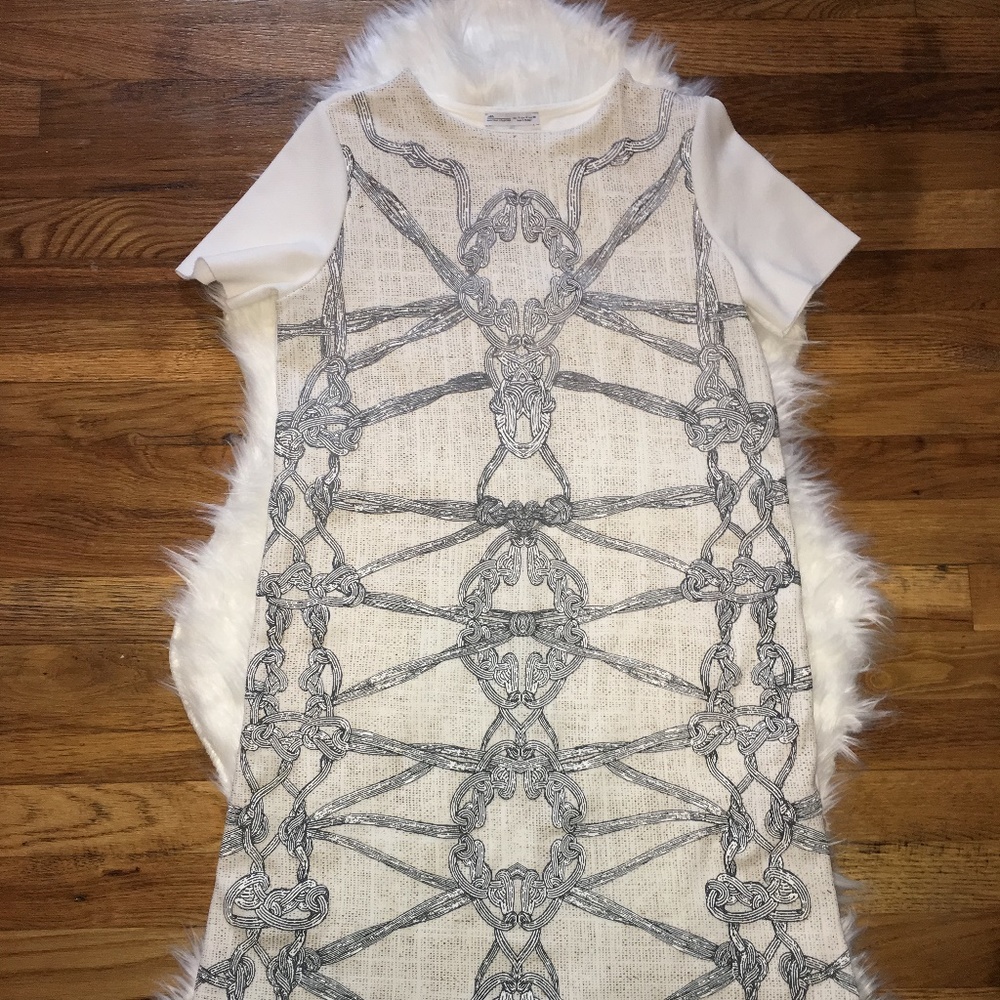 Zara Basic Rubberized White Pattern Dress Size S - image 1